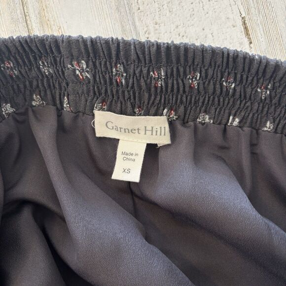 Garnet Hill XS Midi Skirt Gray Floral Pockets Elastic Waist Boho Sustainable - Picture 12 of 12